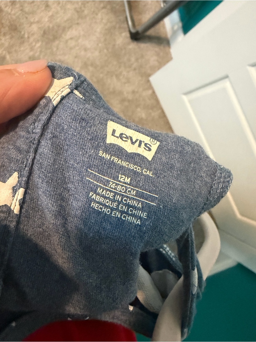 Levi's Navy Blue and White Star Print Baby/Toddler One-Piece Romper - Picture 3 of 3